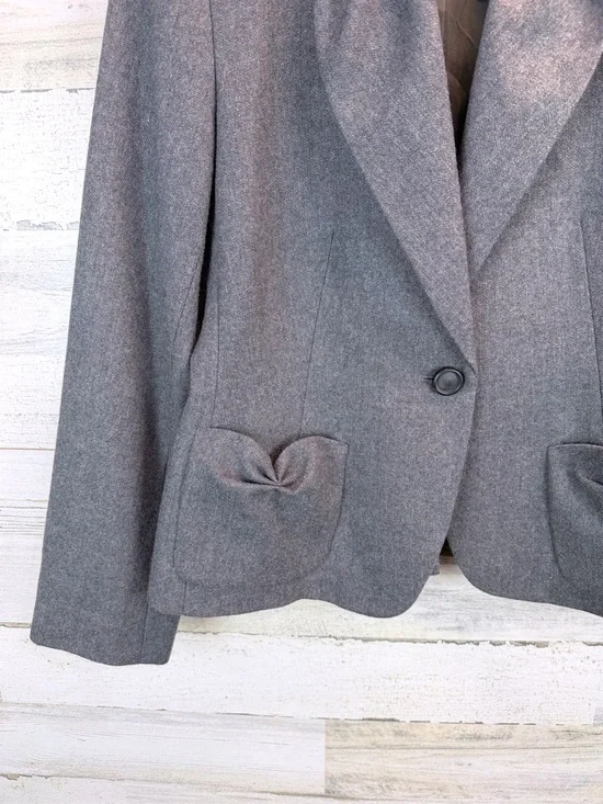 Talbots Wool Bow Blazer Gray Petite Preppy Officecore Coquette Chic Sz 10P - Picture 8 of 12